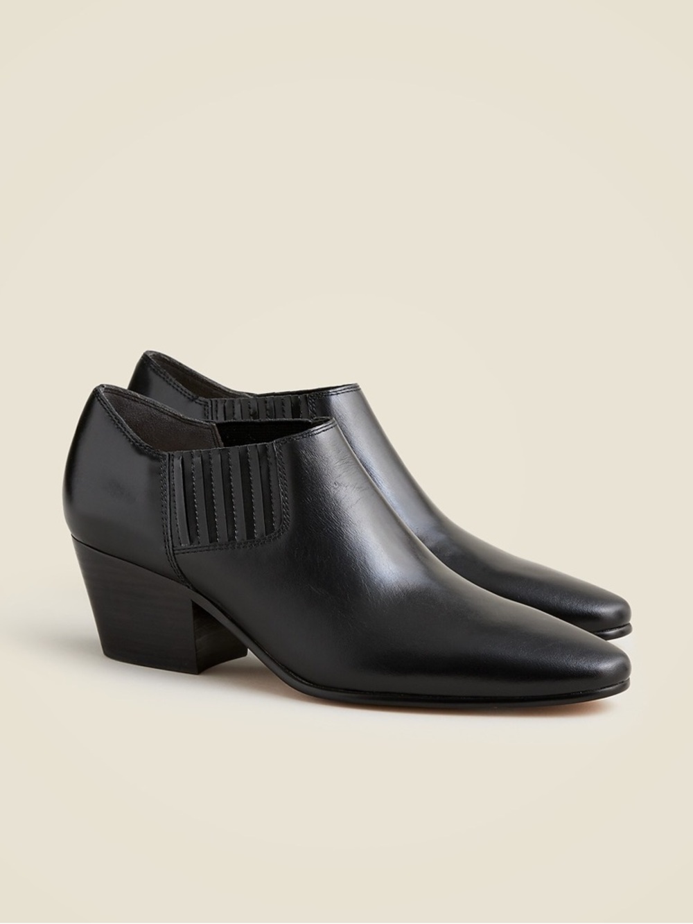 J.Crew Piper Low Ankle Boot Black Leather 6